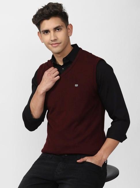 peter england maroon regular fit sweater