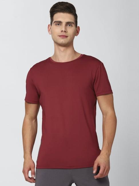 peter england maroon slim fit t-shirt