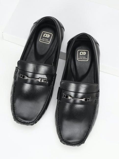 peter england men's black formal loafers