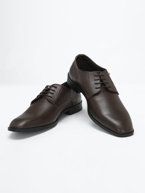 peter england men's brown derby shoes