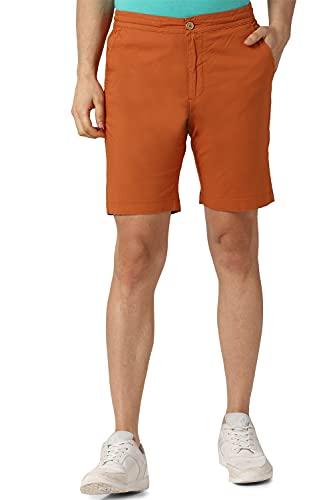 peter england men's chino shorts (pcsrcrgfh74289_orange_2xl)