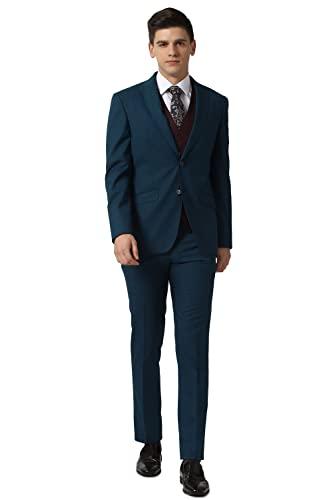 peter england men's polyester blend business suit jacket (pis3onsfh02420_teal_36)