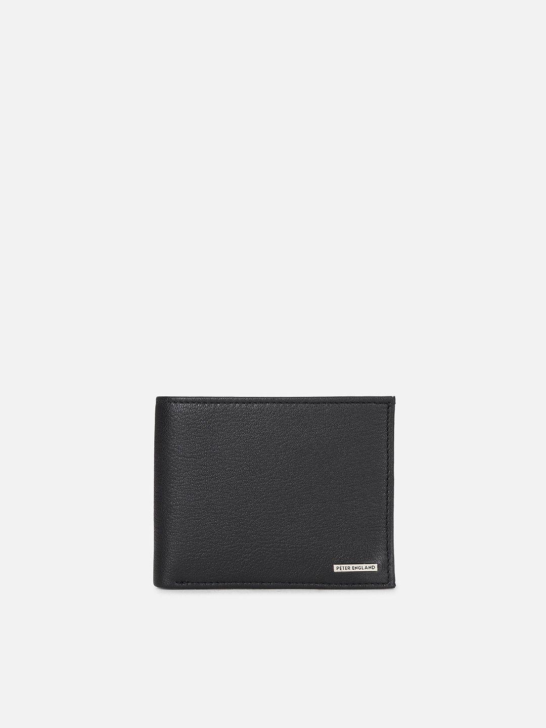 peter england men black leather two fold wallet