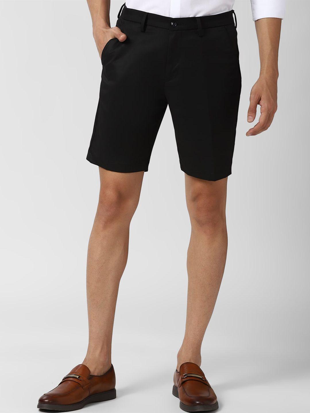 peter england men black slim fit shorts