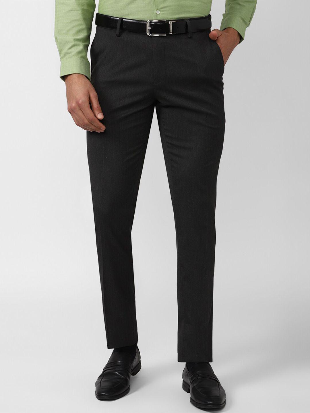 peter england men black slim fit trousers