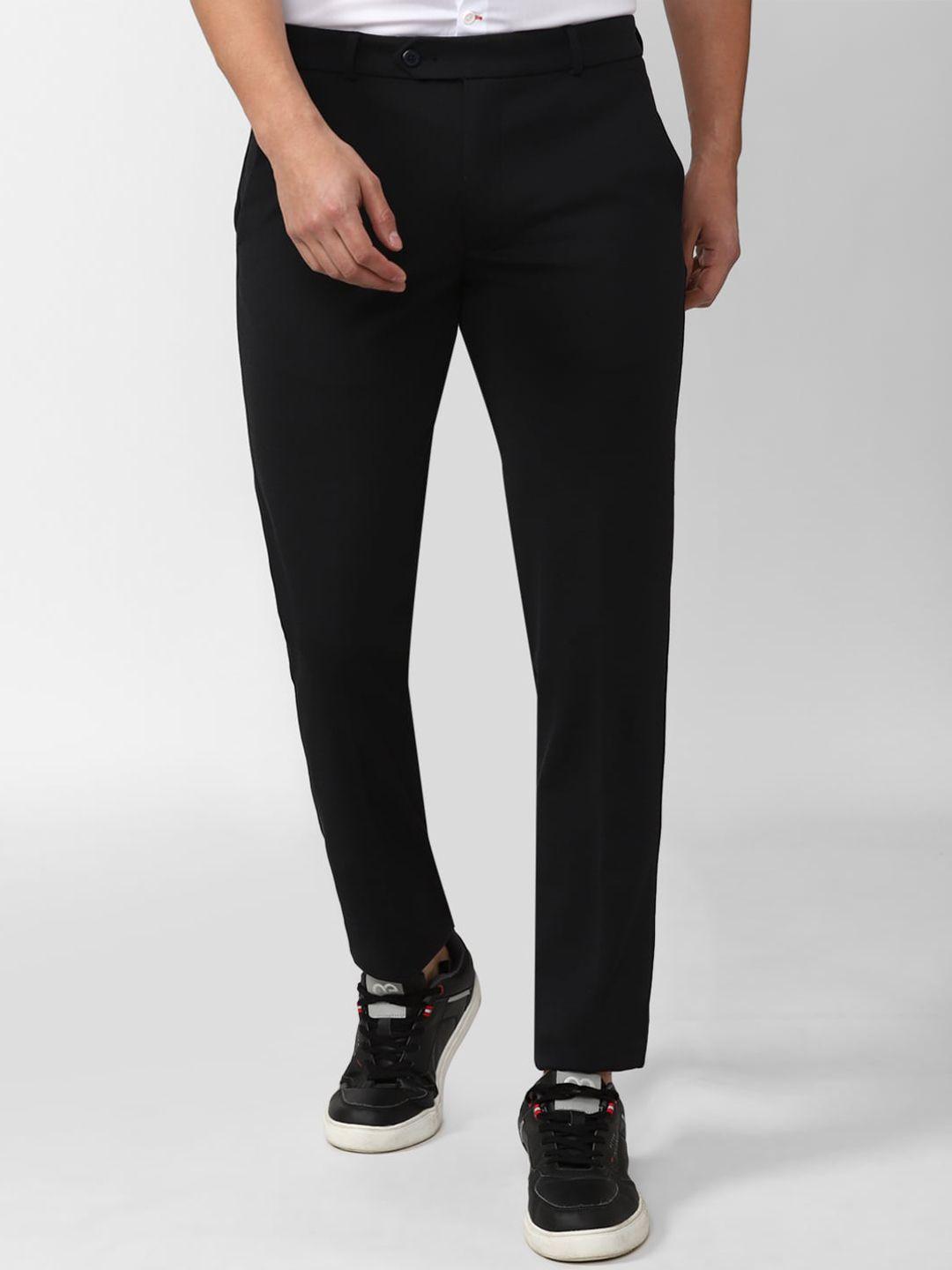 peter england men black slim fit trousers