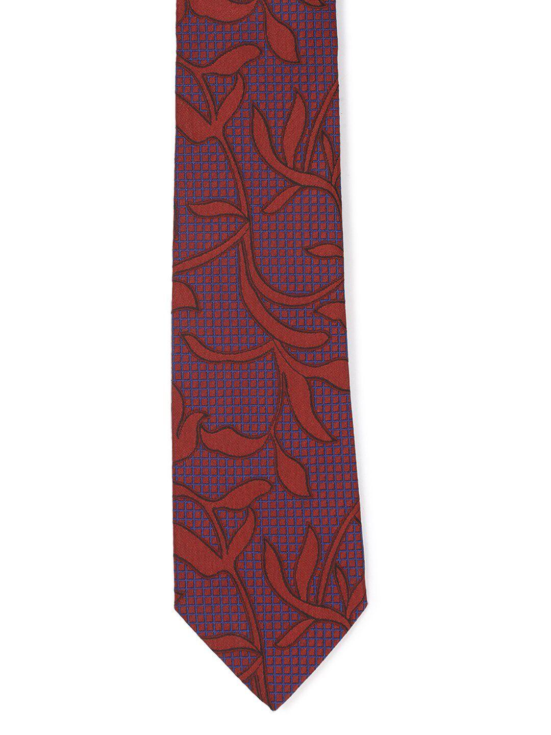 peter england men blue & maroon woven design broad tie