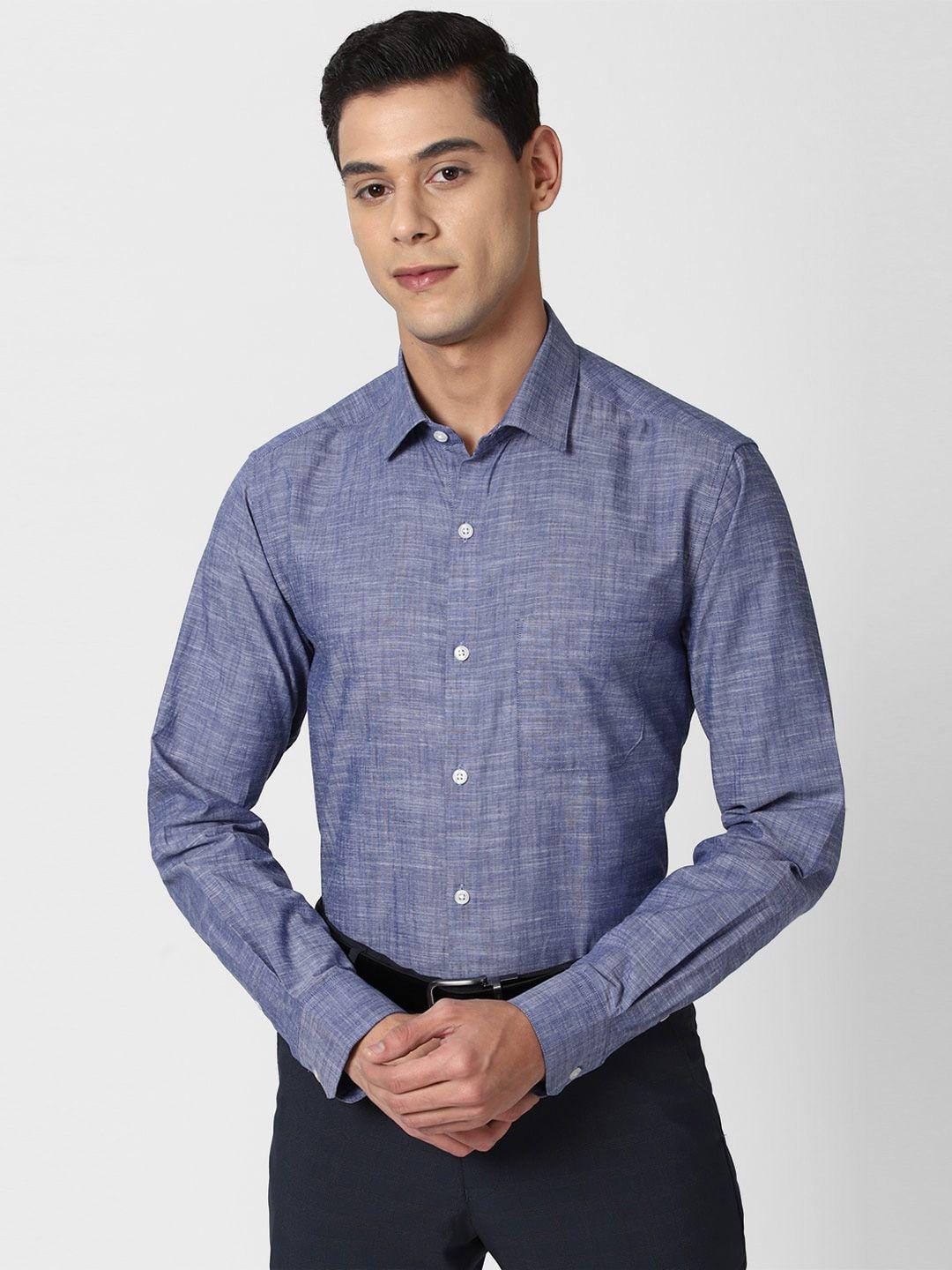 peter england men blue pure cotton formal shirt