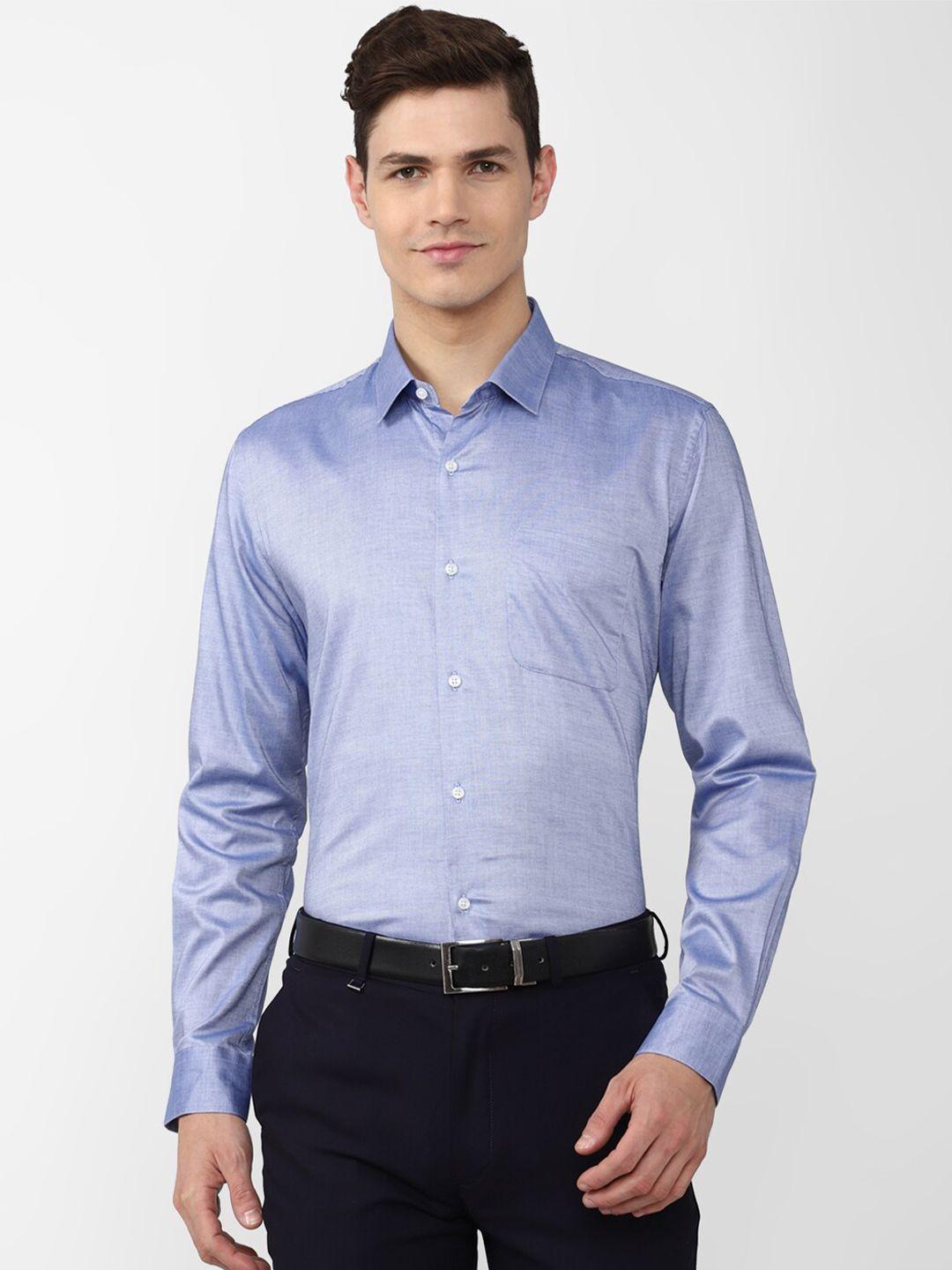 peter england men blue slim fit formal shirt