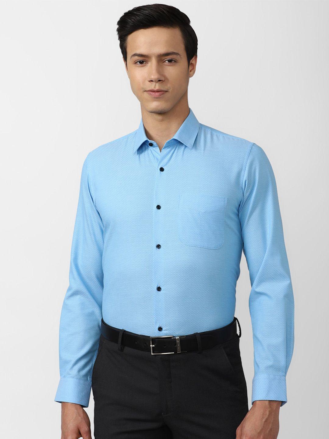 peter england men blue slim fit formal shirt