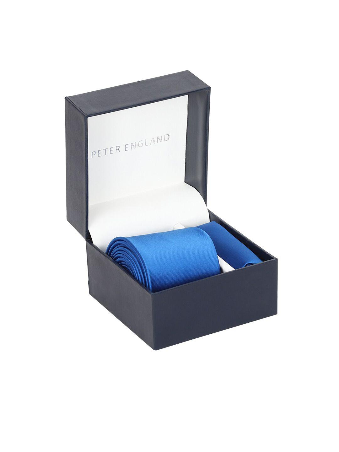 peter england men blue solid accessory gift set