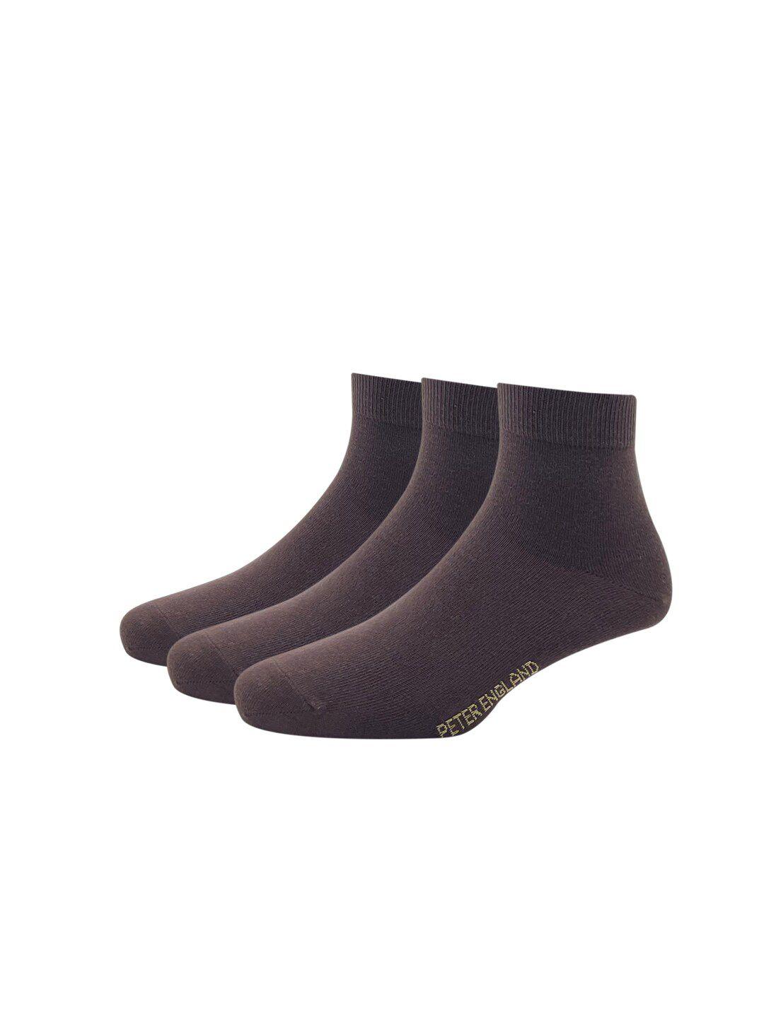 peter england men brown pack of 3 cotton full length socks