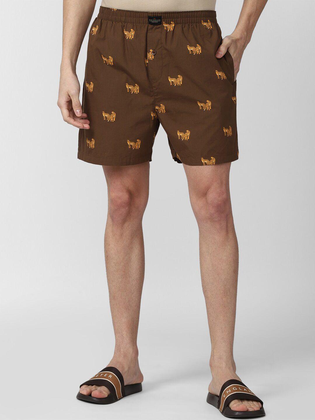 peter england men brown printed pure cotton boxers