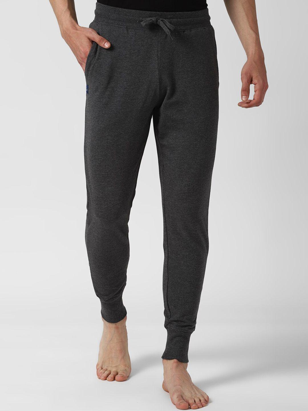 peter england men charcoal grey solid regular fit joggers