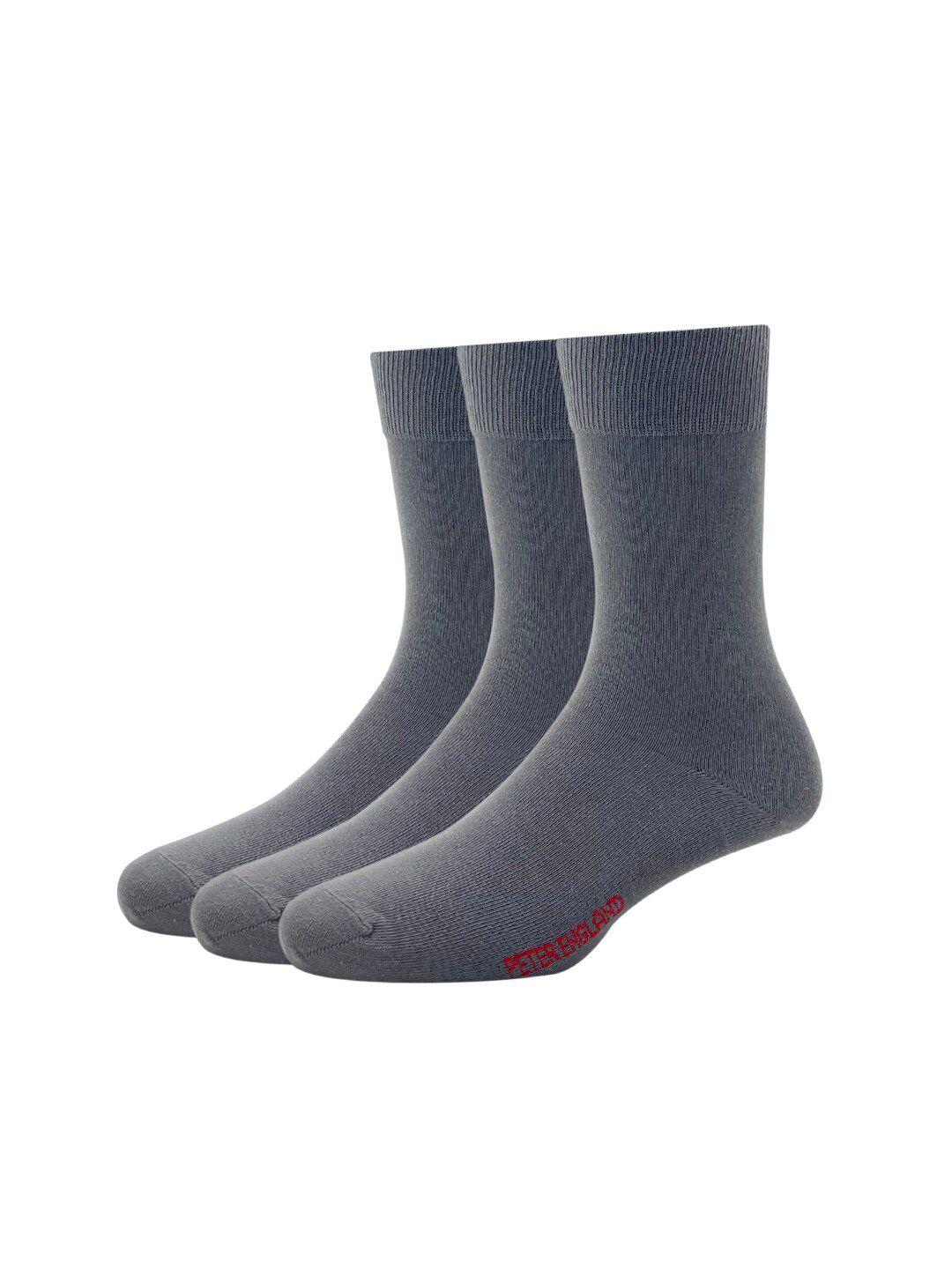 peter england men grey pack of 3 calf length socks