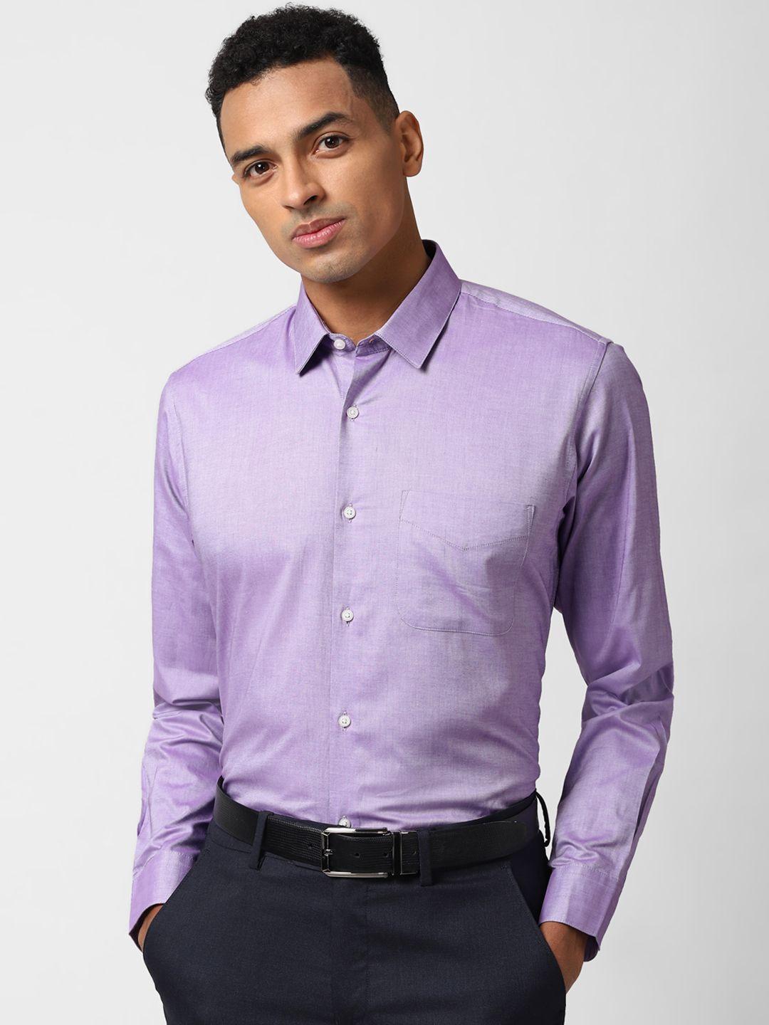 peter england men lavender nuvo regular fit solid formal shirt