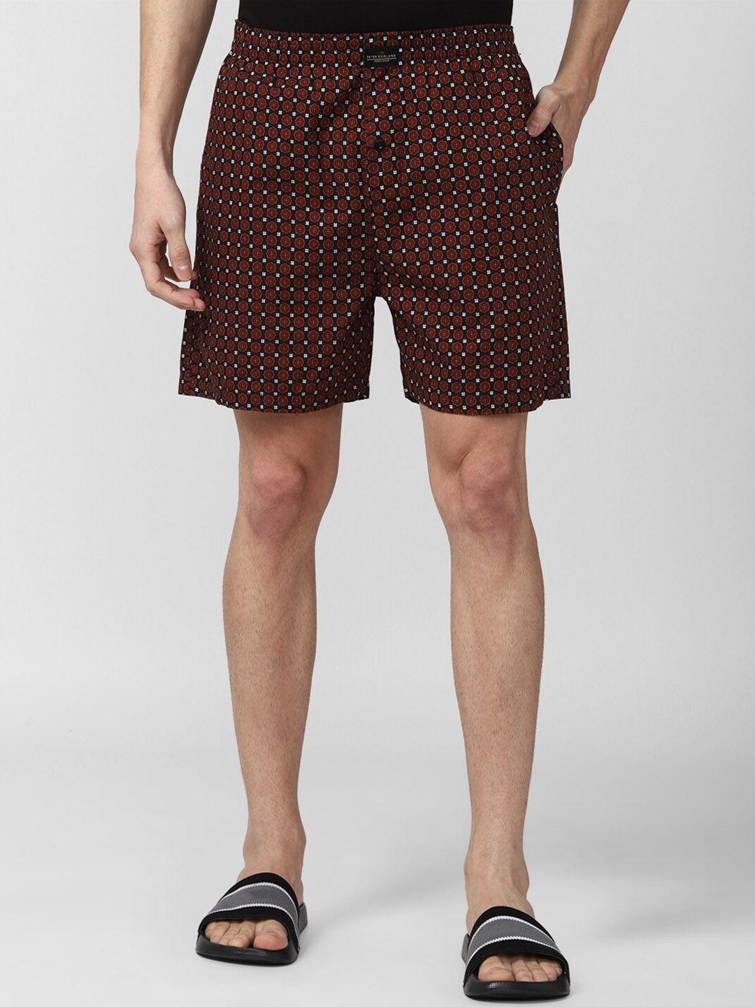 peter england men maroon printed pure cotton boxers