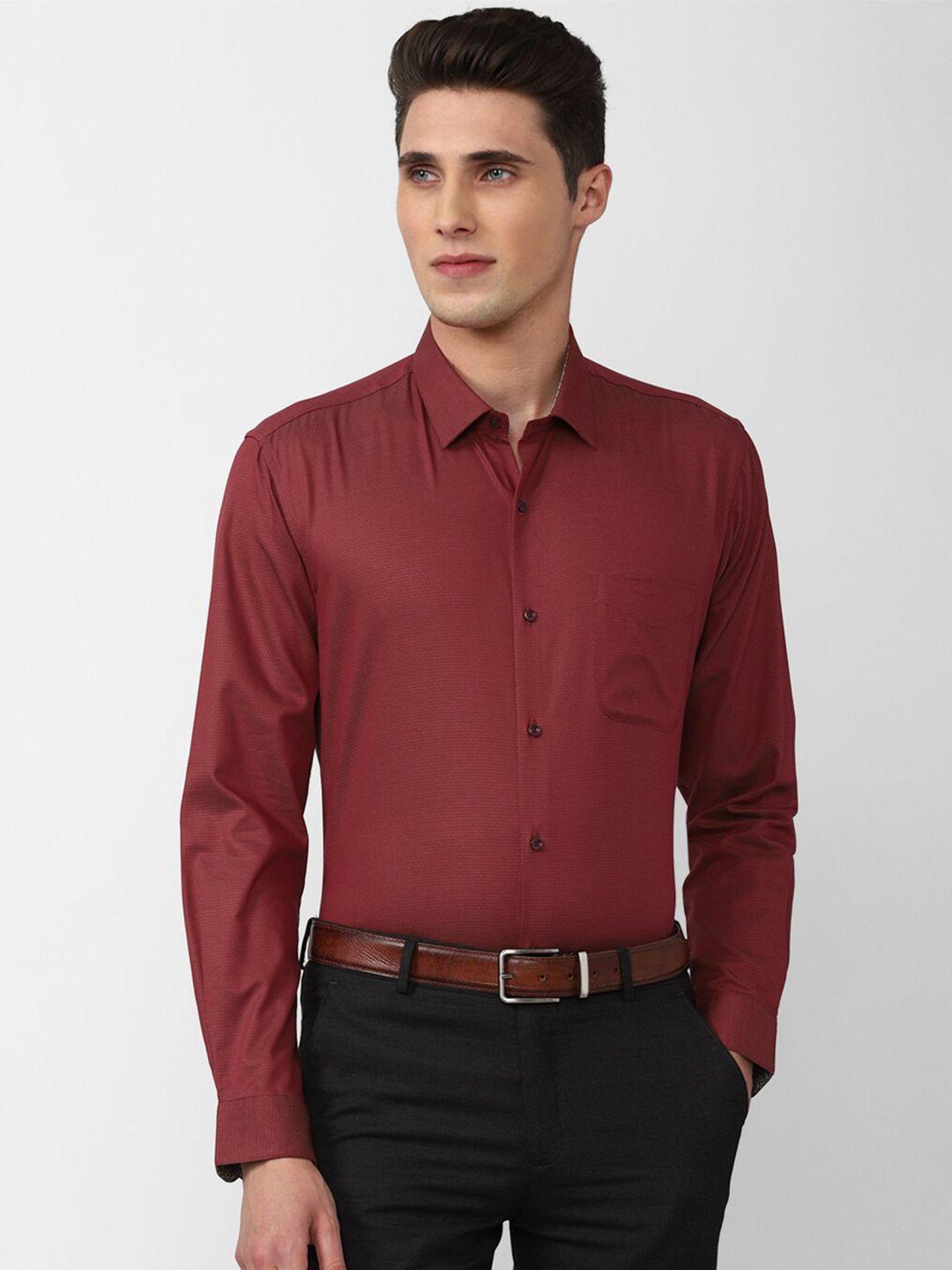 peter england men maroon solid formal shirt