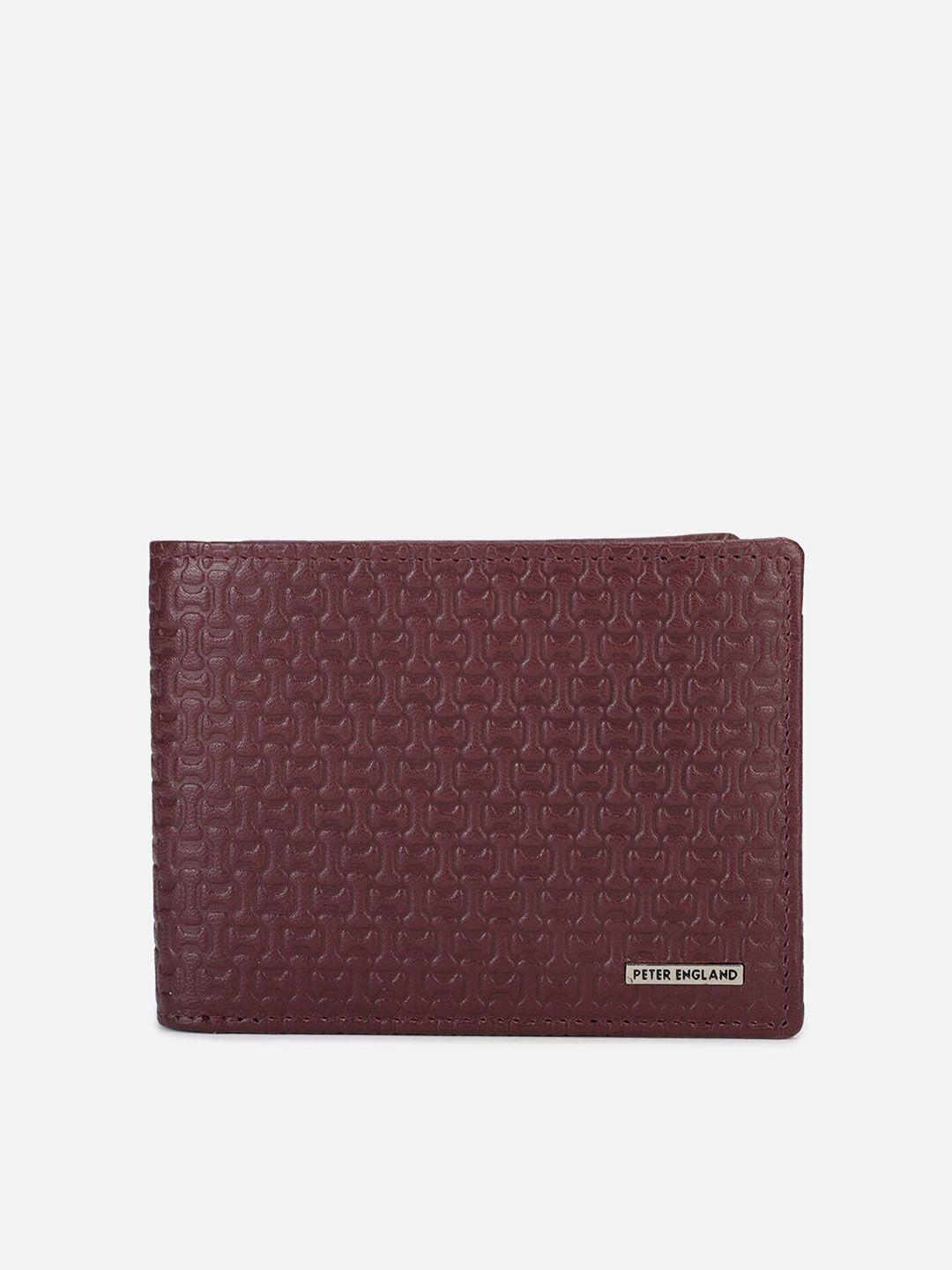 peter england men maroon textured leather two fold wallet