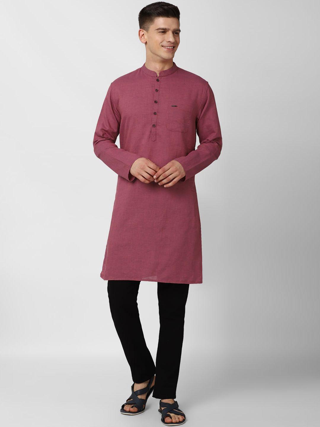 peter england men maroon thread work kurta