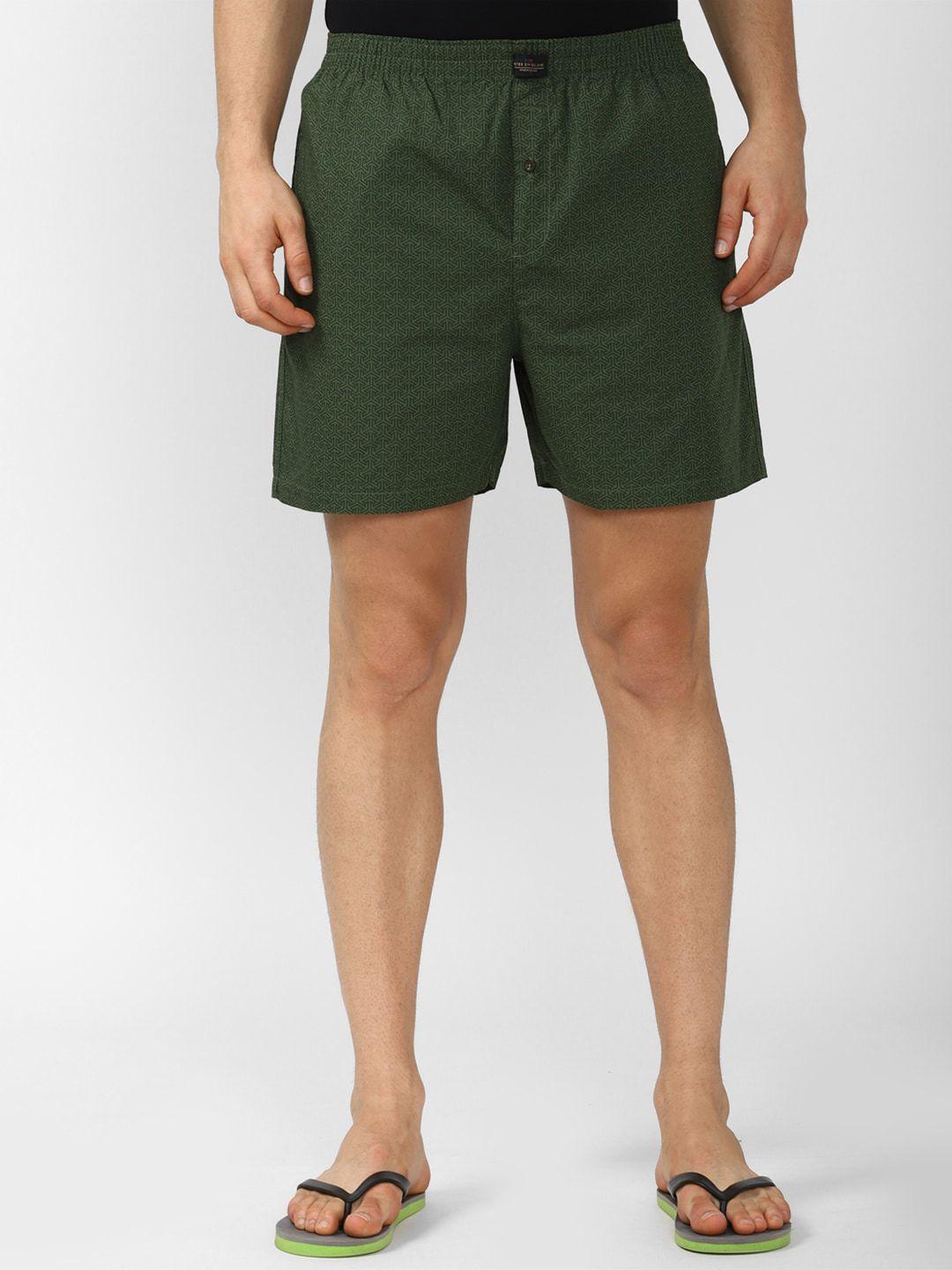 peter england men olive green printed pure cotton boxers