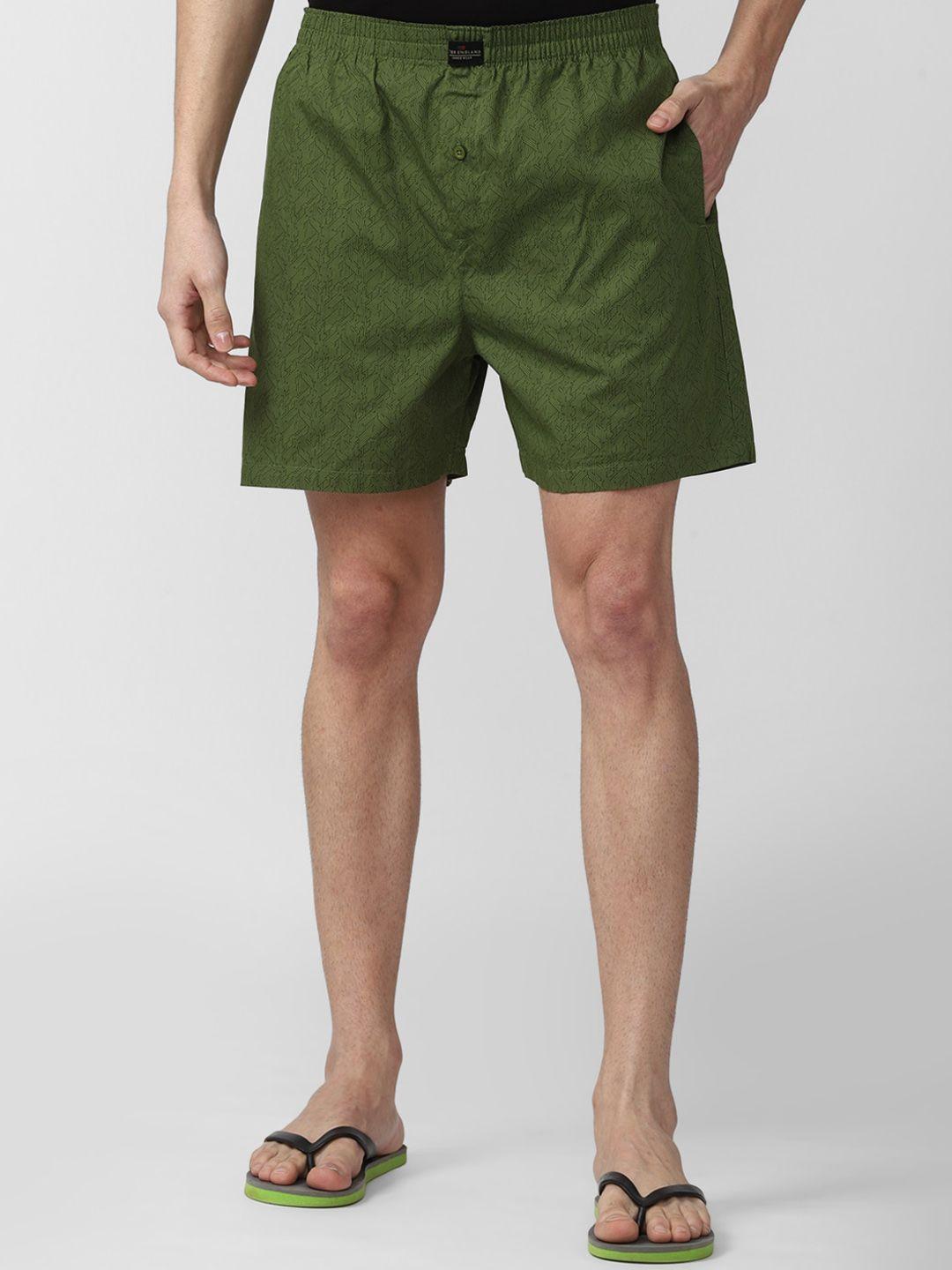 peter england men olive green printed pure cotton boxers