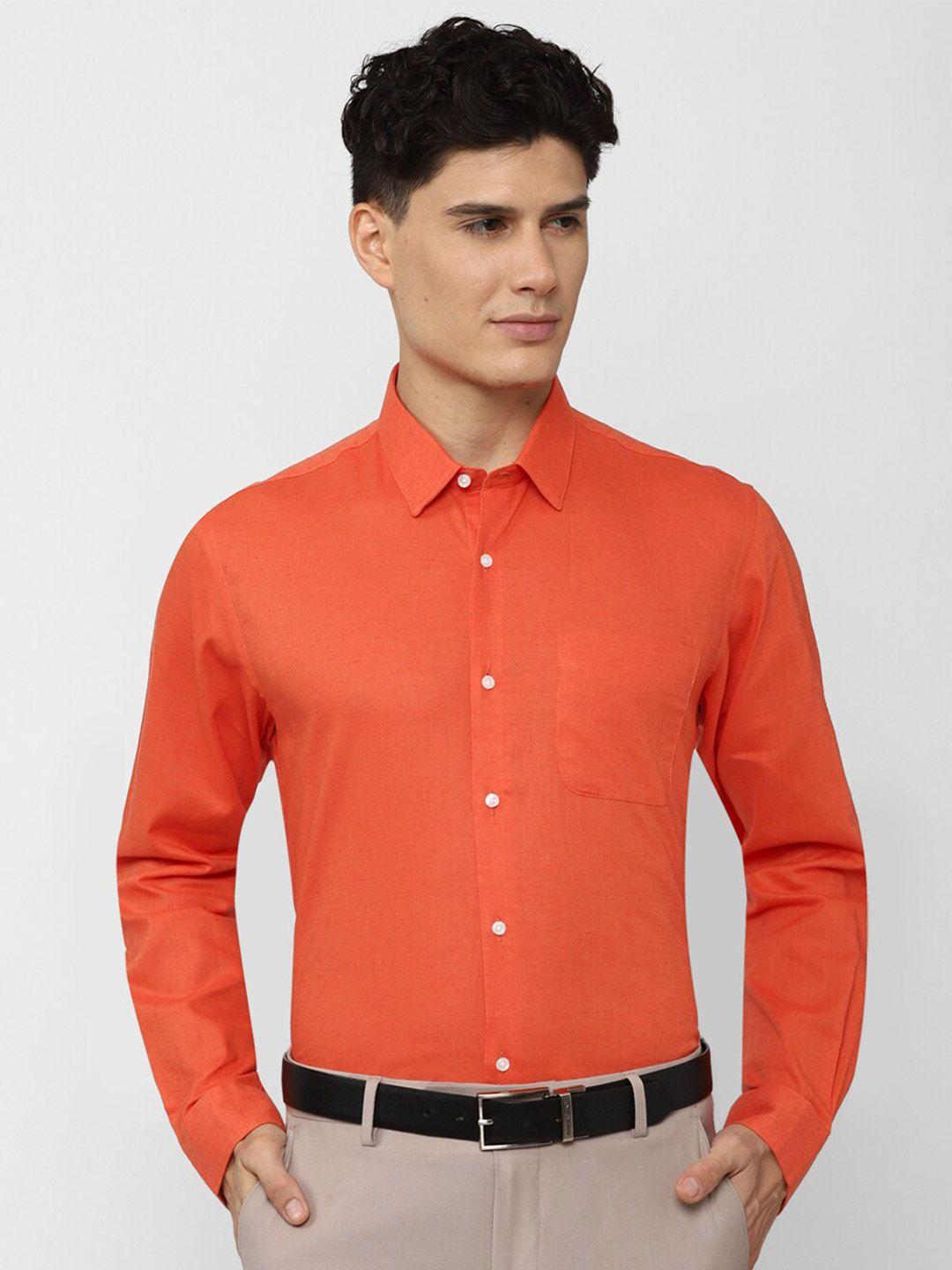peter england men orange formal shirt
