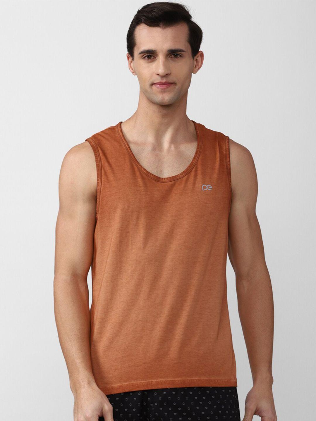 peter england men orange tank top & plus size