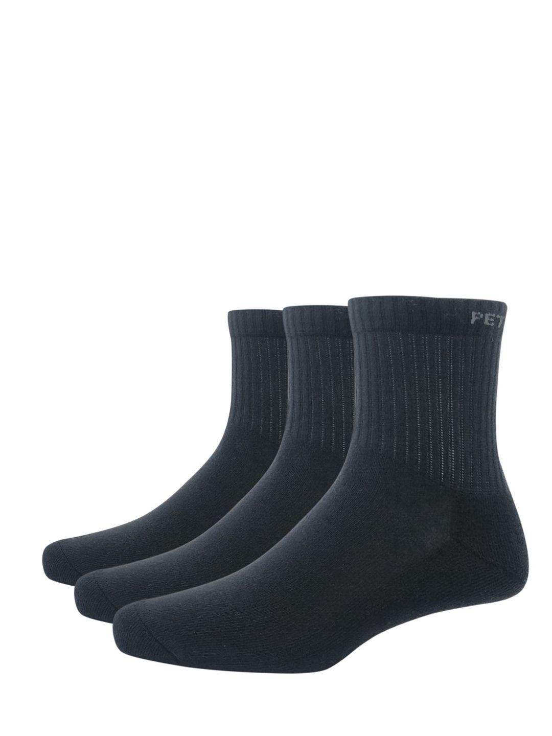 peter england men pack of 3 black solid above ankle-length socks