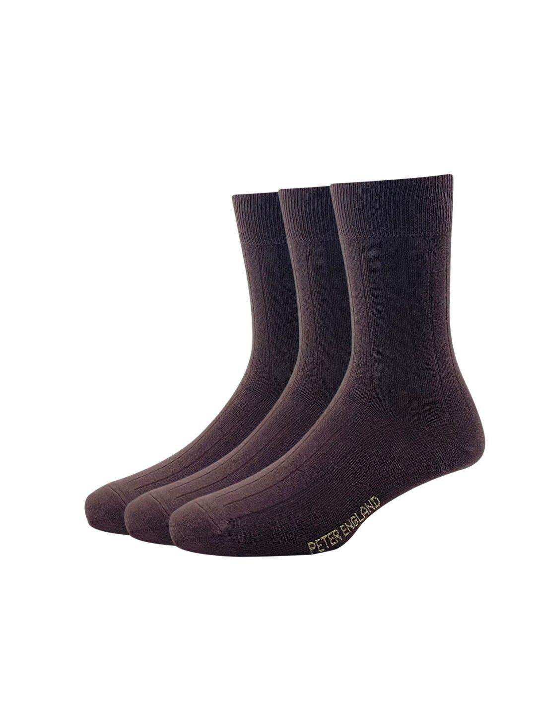 peter england men pack of 3 brown calf length socks