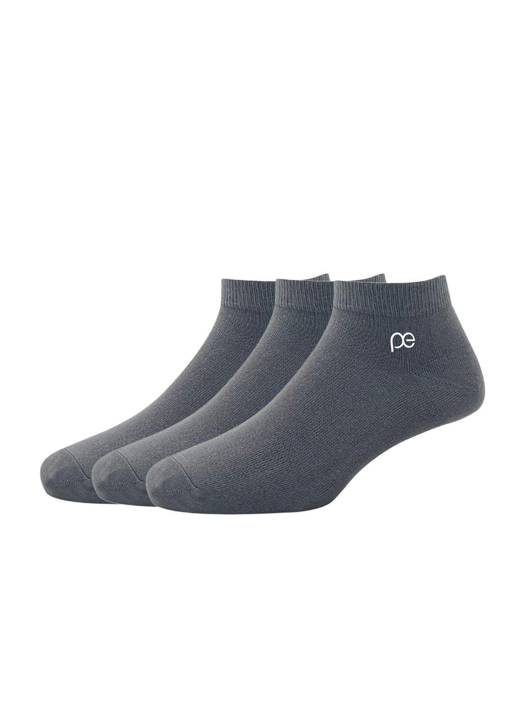 peter england men pack of 3 grey cotton ankle length socks