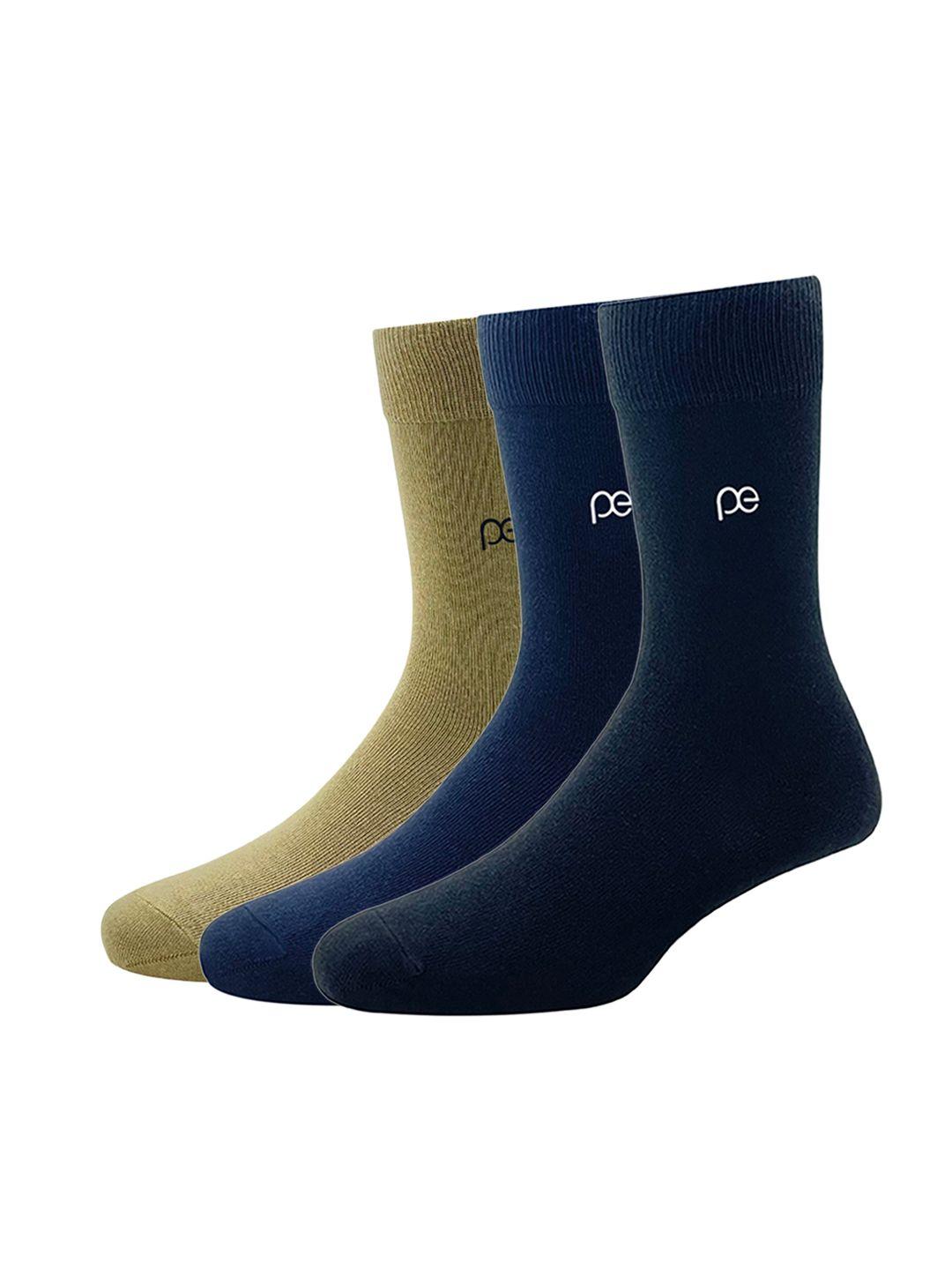 peter england men pack of 3 multicoloured solid calf-length socks