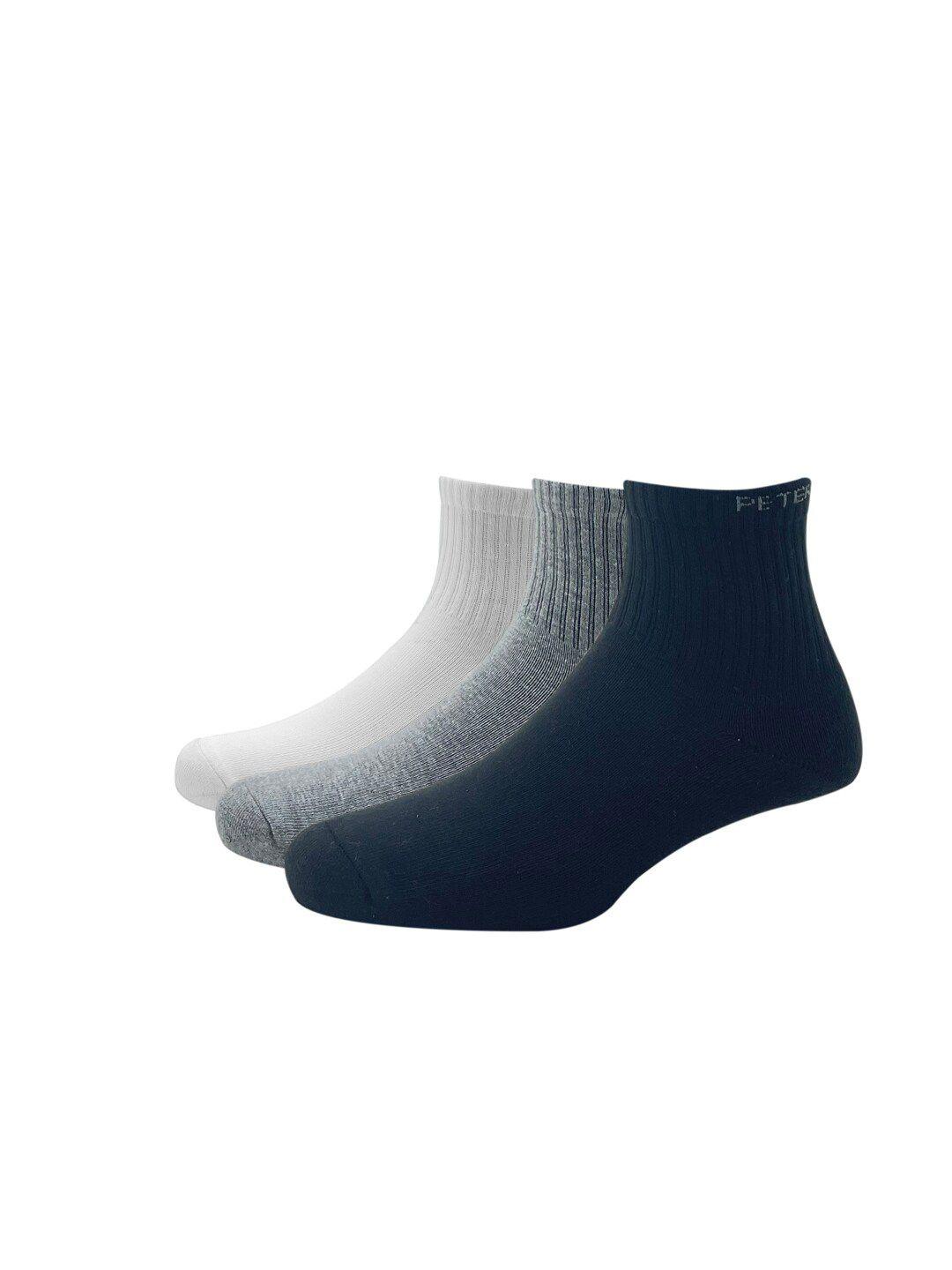 peter england men pack of 3 solid above ankle length socks