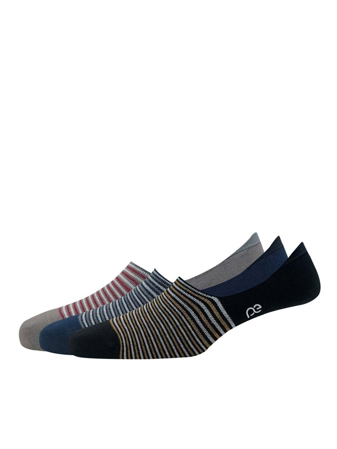 peter england men pack of 3 striped shoe liners socks