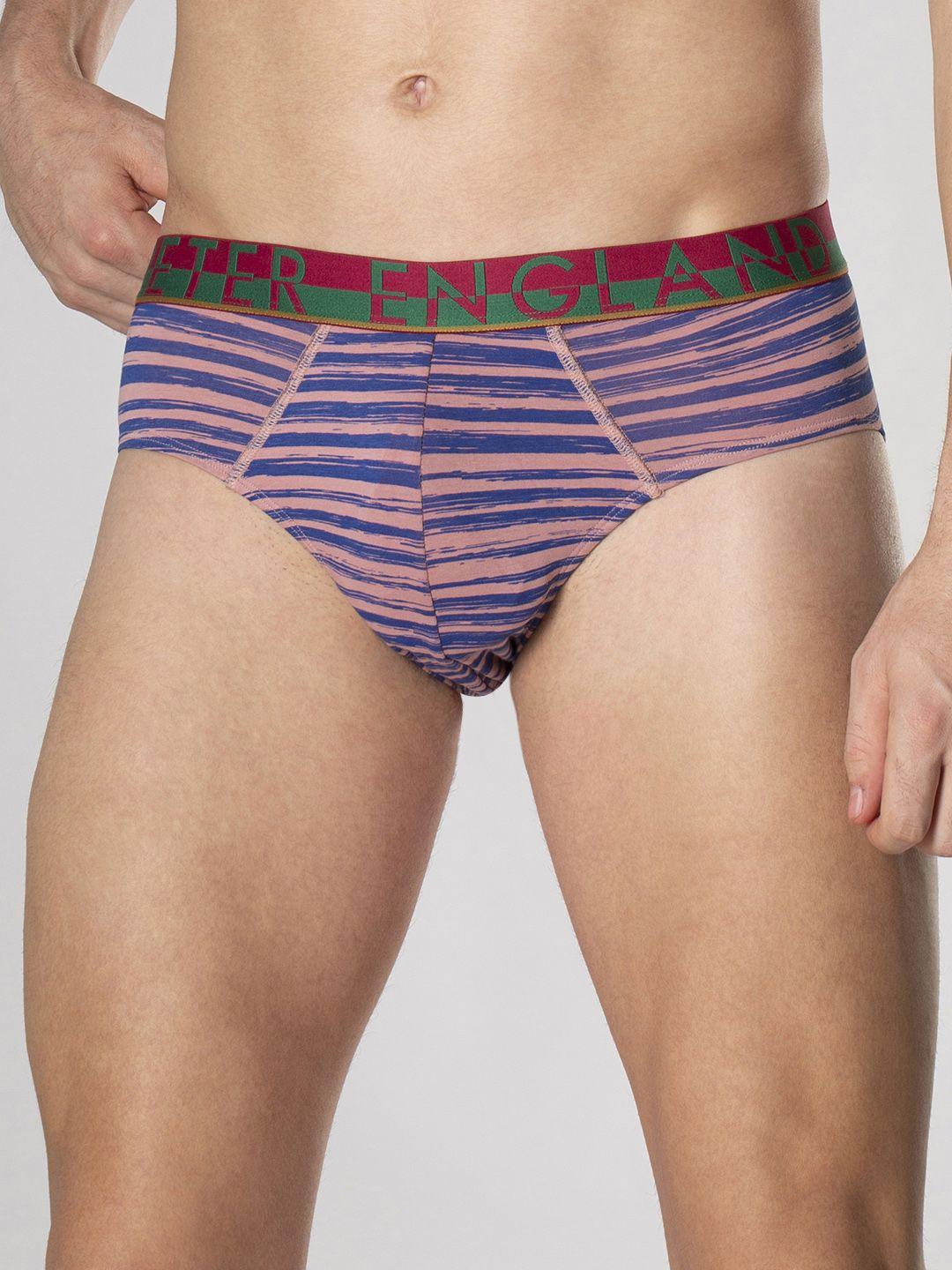 peter england men pink & blue striped briefs piwbph9186011