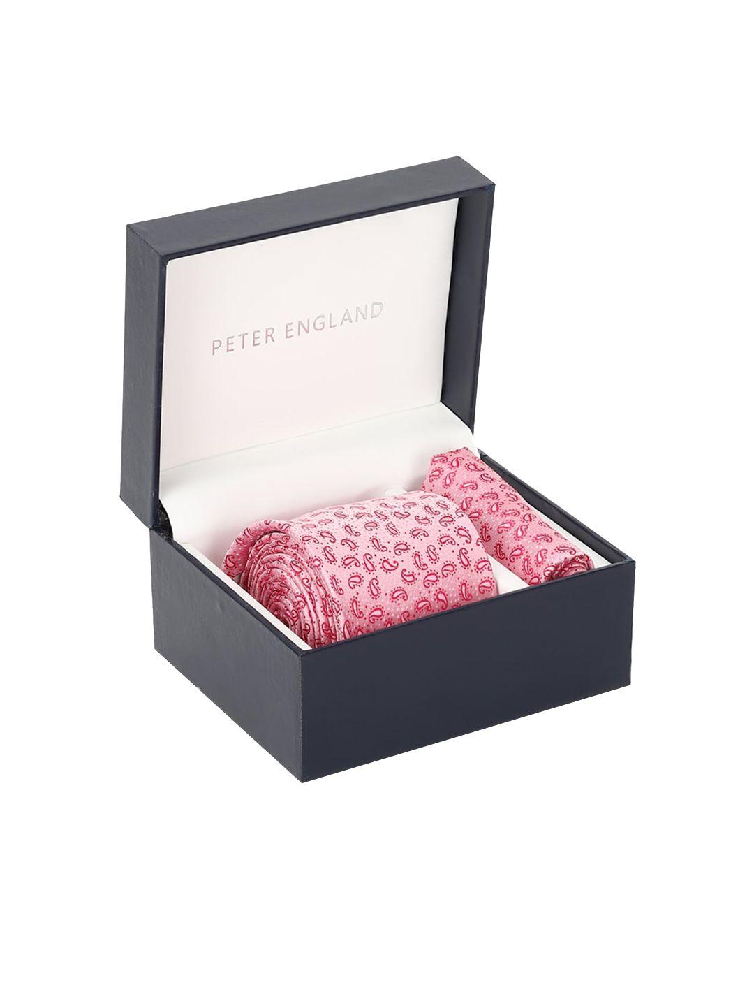 peter england men pink printed accessory gift set