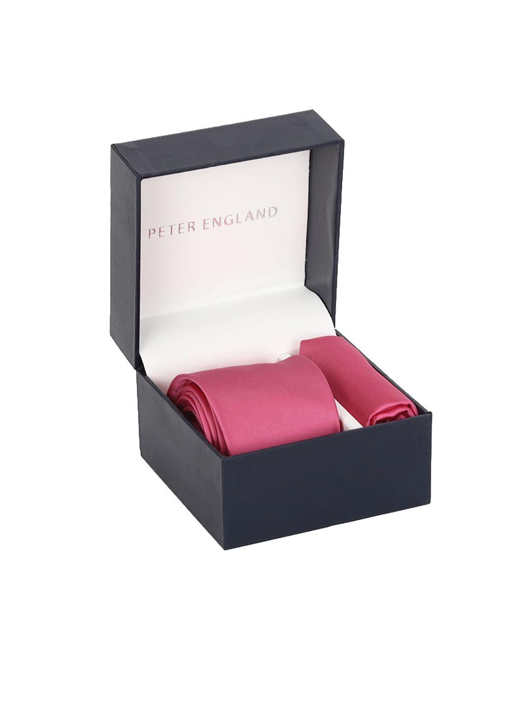 peter england men pink solid accessory gift set