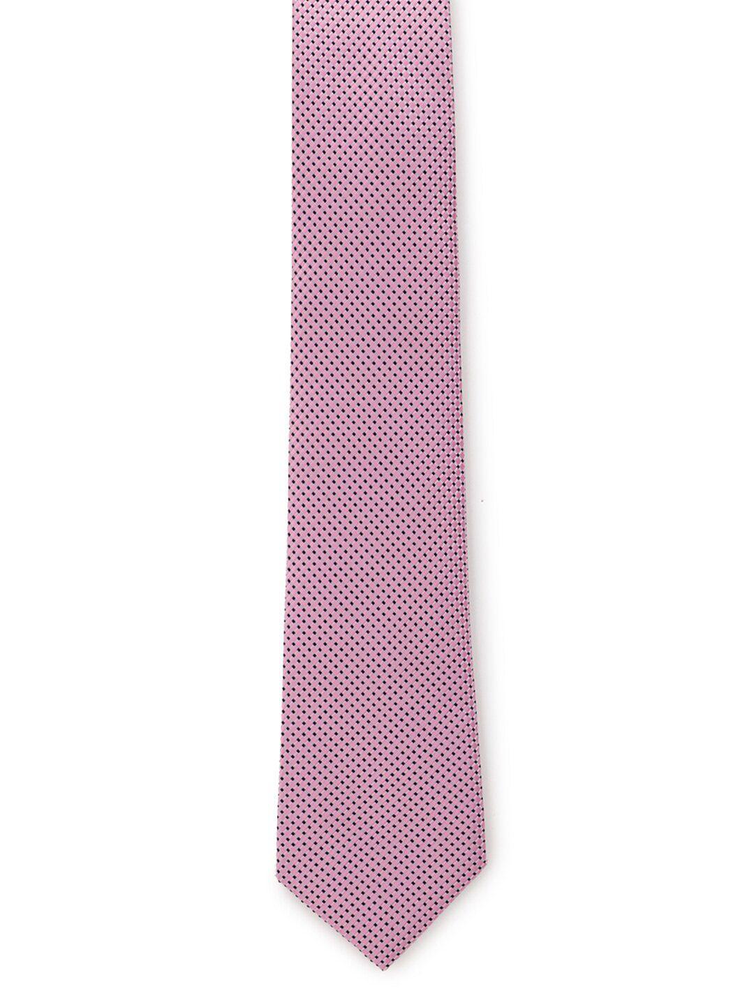peter england men pink woven design broad tie