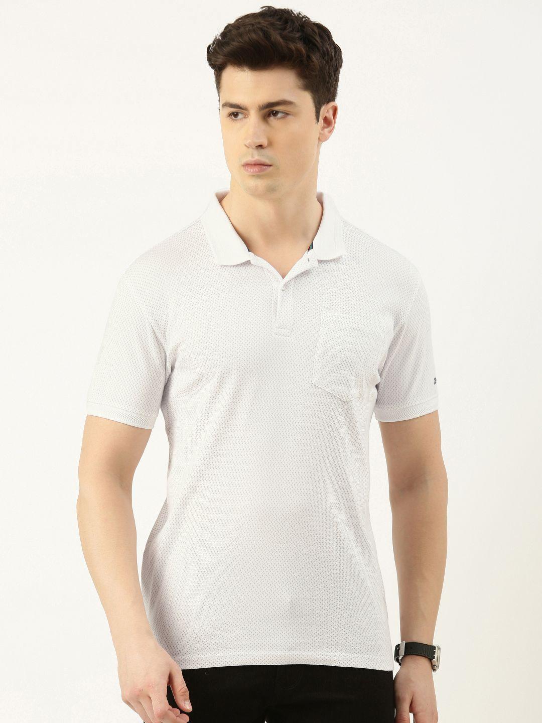 peter england men polo collar pure cotton slim fit t-shirt