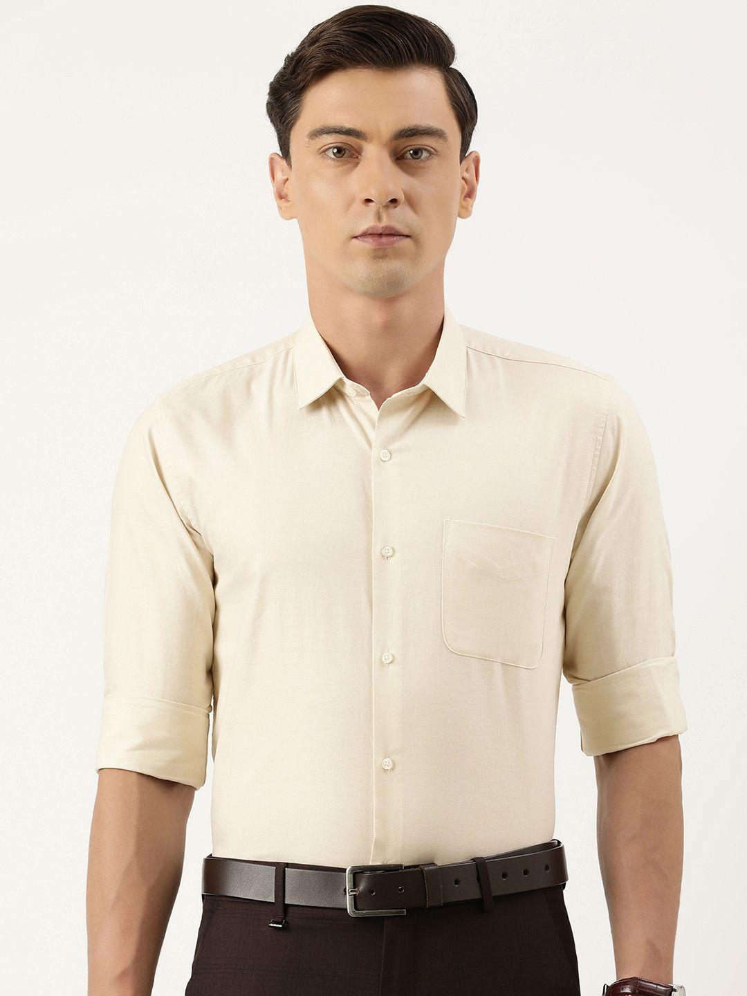 peter england men pure cotton slim fit opaque formal shirt