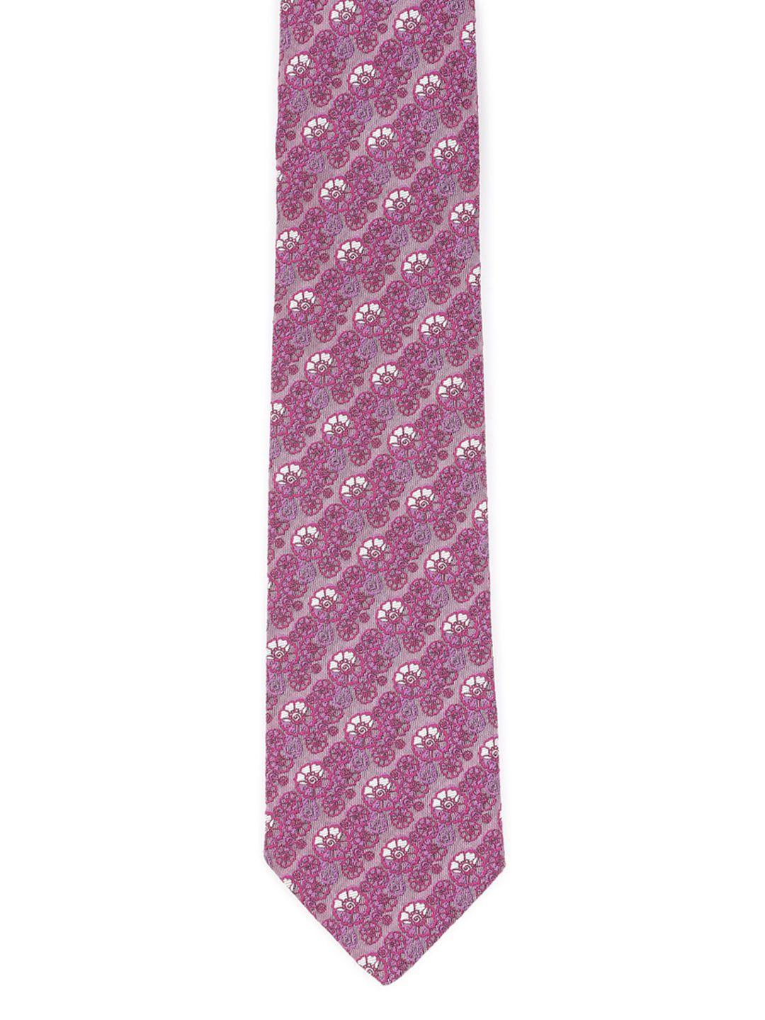 peter england men purple & white woven design broad tie