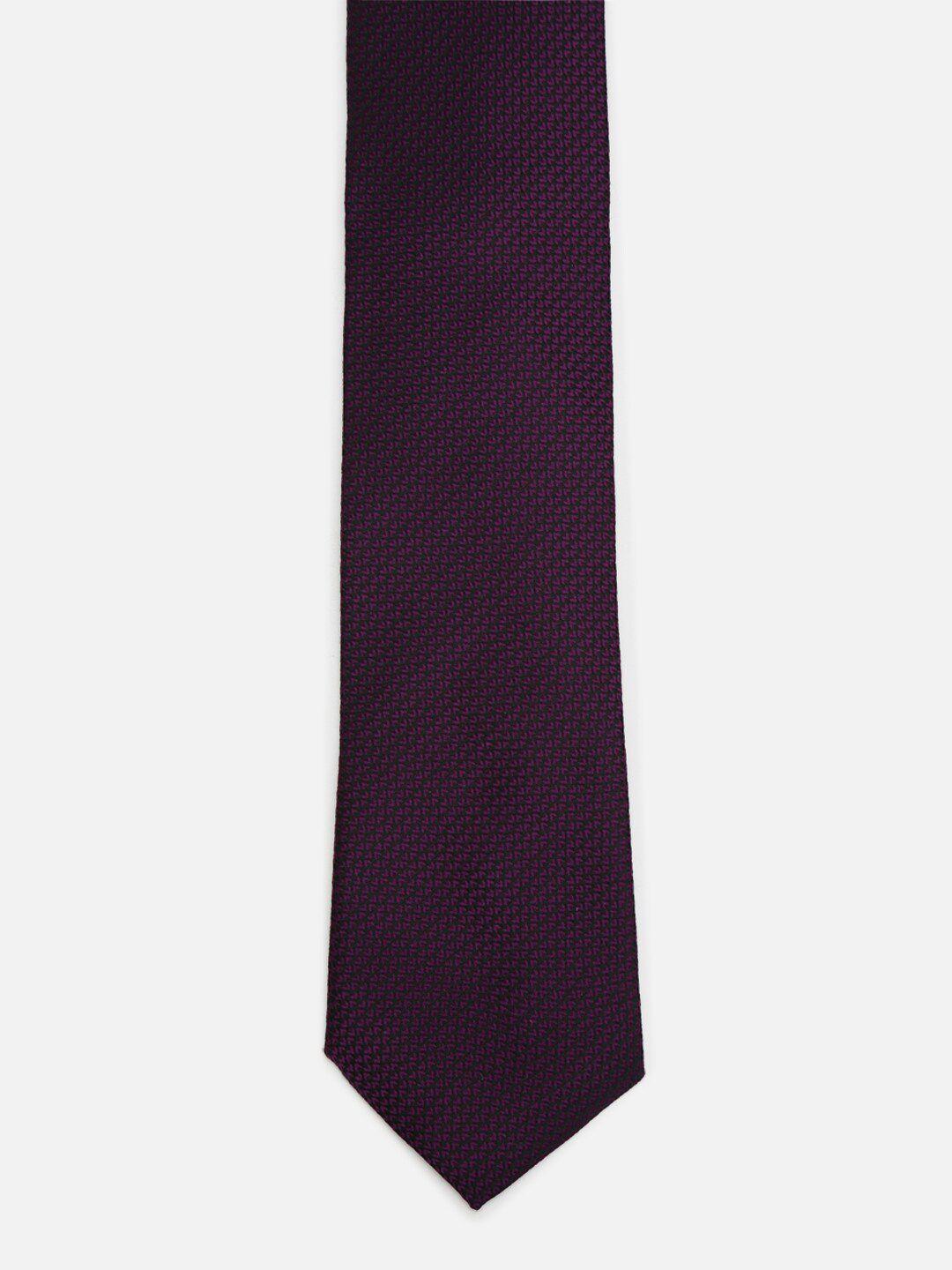 peter england men purple woven design skinny tie