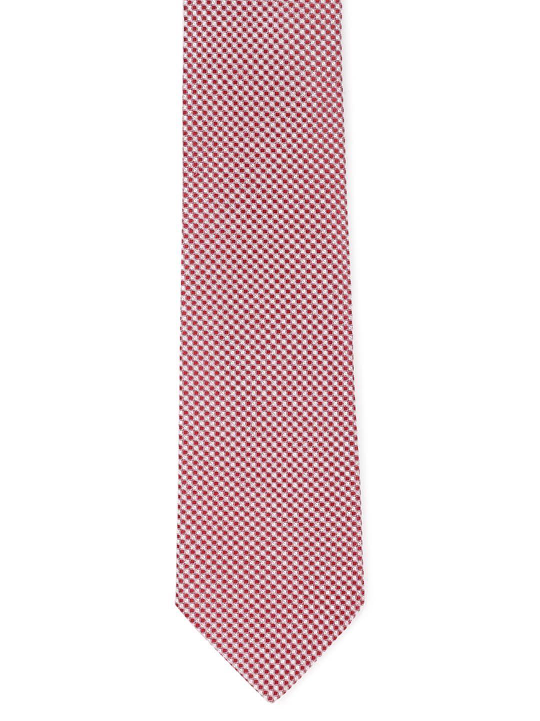 peter england men red & white checked broad tie