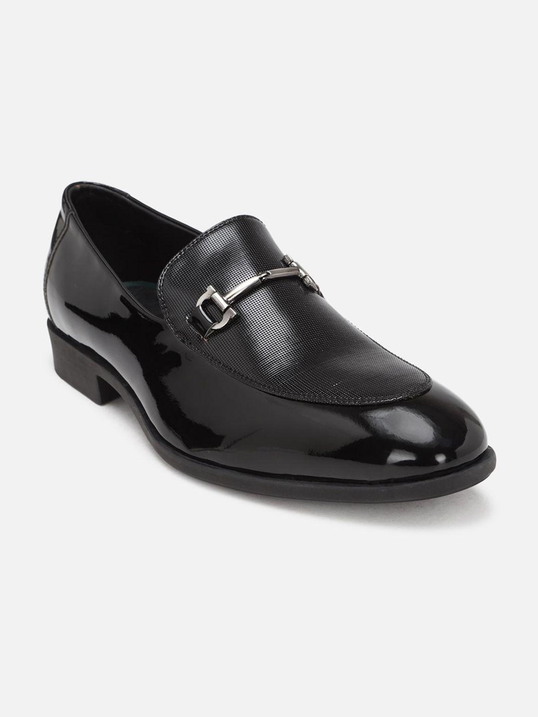 peter england men textured leather formal slip-on shoes