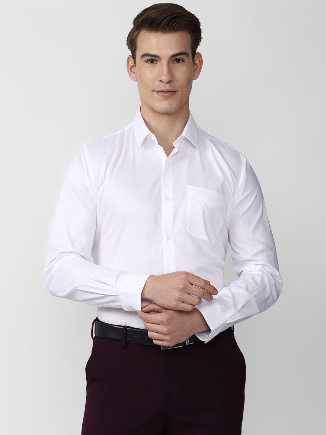 peter england men white solid slim fit formal shirt