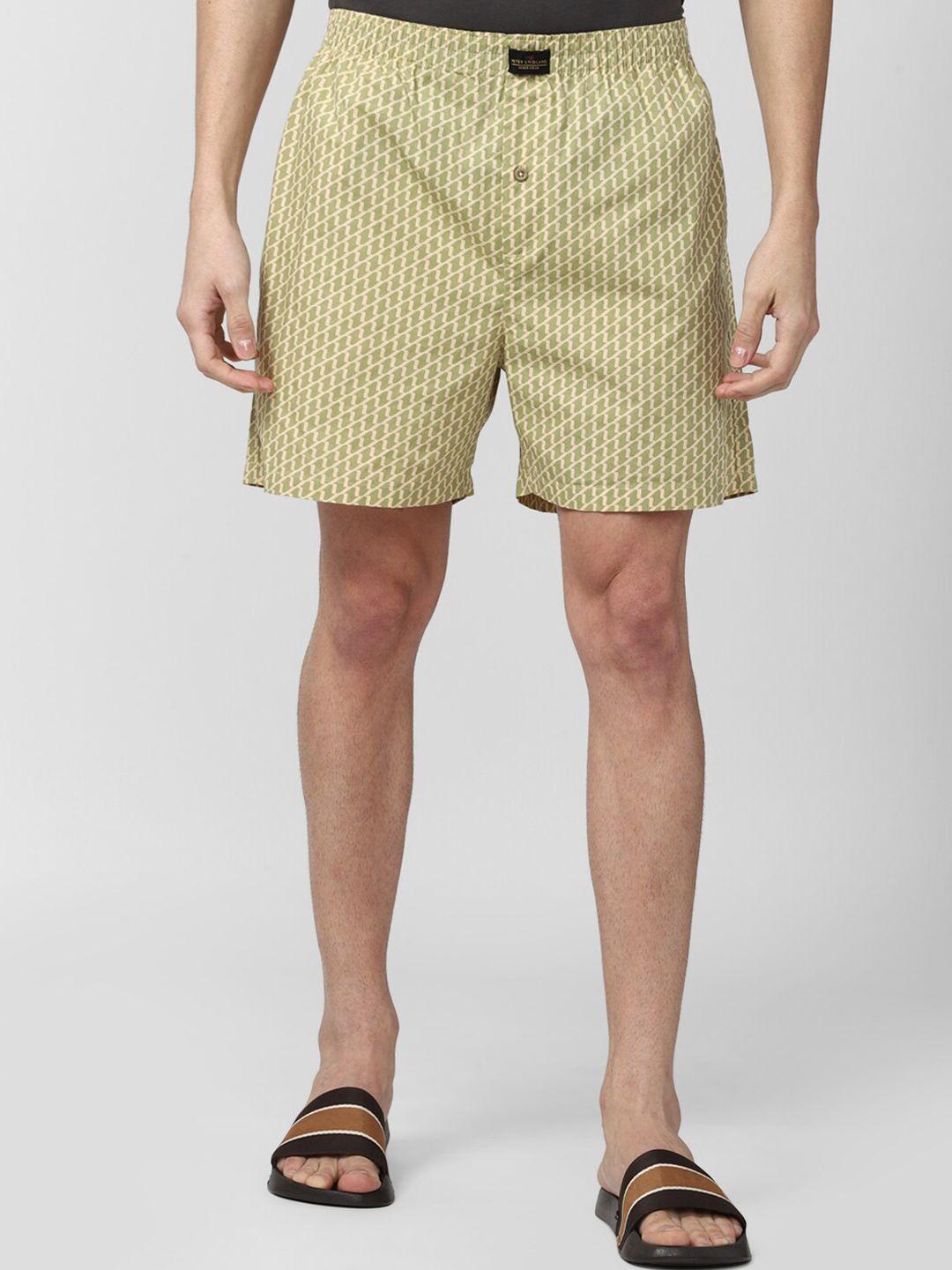 peter england men yellow printed pure cotton boxers