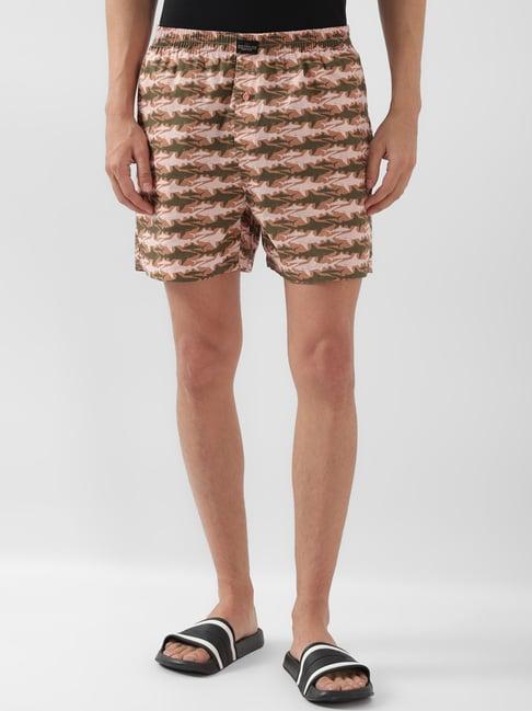 peter england multi-colored cotton regular fit printed shorts