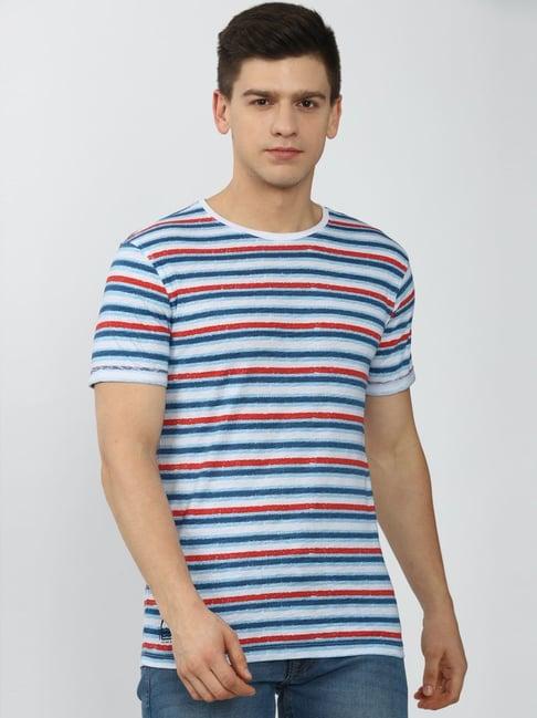 peter england multi slim fit striped t-shirt