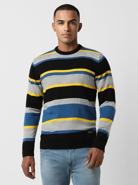 peter england multicolored regular fit striped sweater