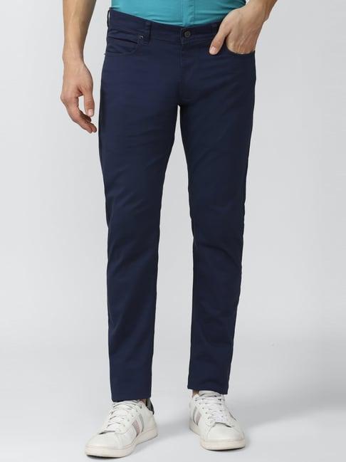 peter england navy cotton skinny fit chinos